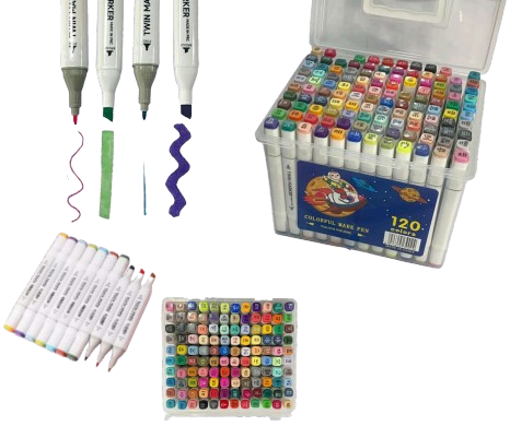 SET DE MARCADORES 120 PIEZAS DOBLE PUNTA